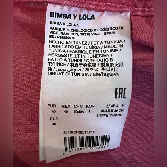 NWOT Bimba y Lola coral pink cropped high-rise wide-leg jeans - Picture 5 of 7